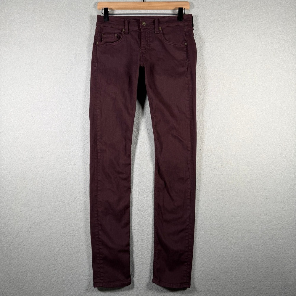 Rag & Bone Jean Dre Slim Boyfriend Pants Aged Burgundy 24 W1590O337ABU